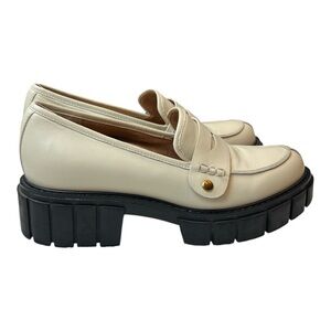 Vionic Women's Elodie Leather Lug Sole Loafers Cream Leather 8.5